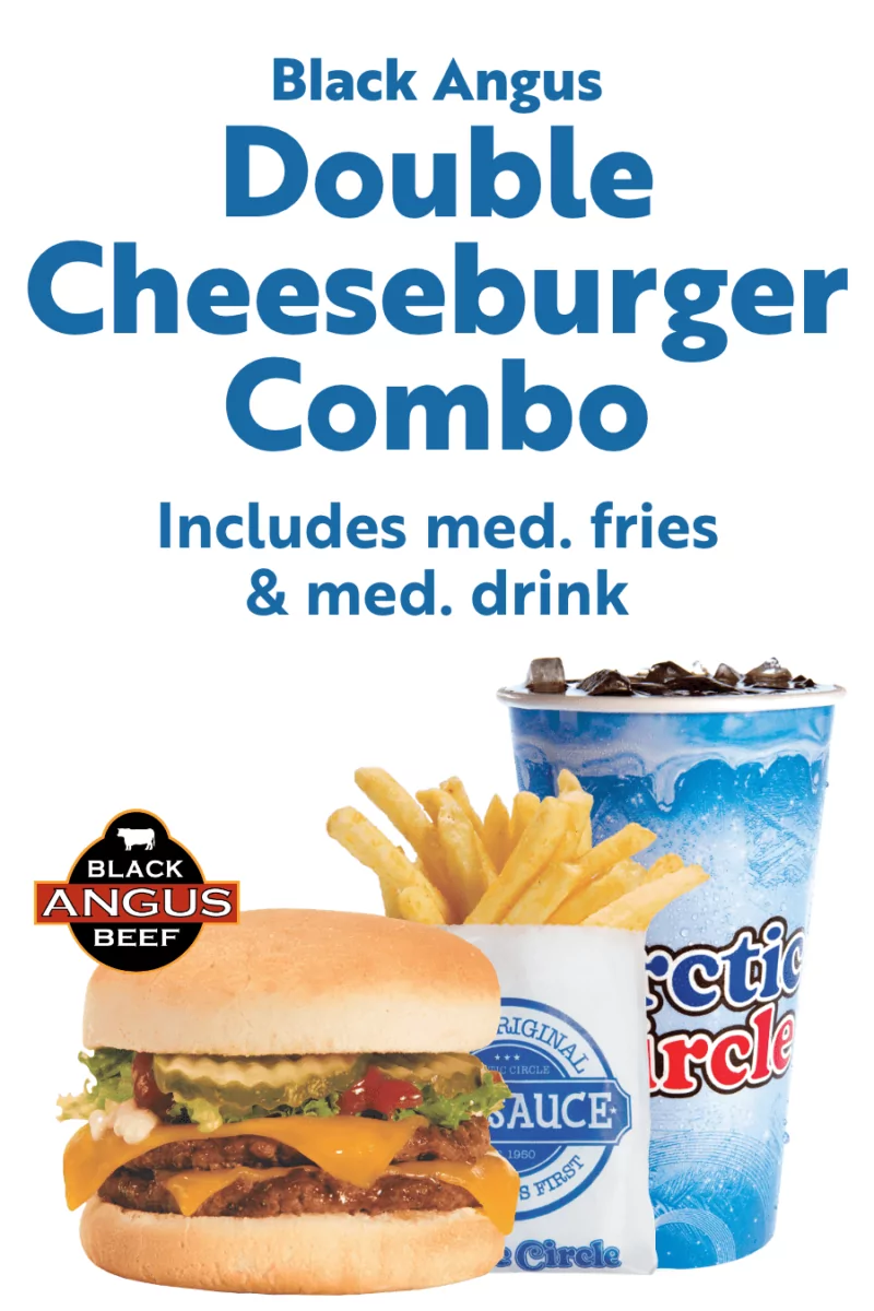 Black Angus Double Cheeseburger Combo - Includes med. fries & med. drink