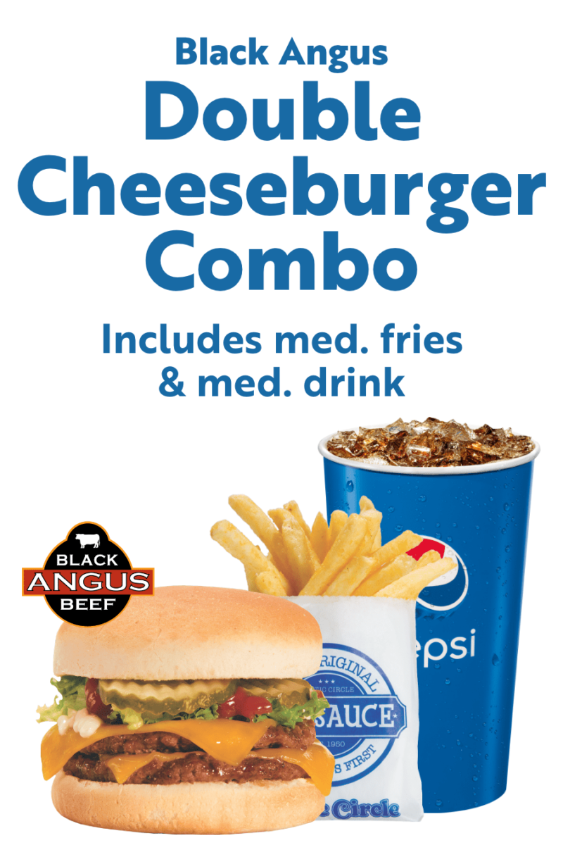Black Angus Double Cheeseburger Combo - Includes med. fries & med. drink