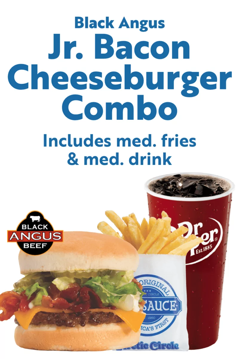 Black Angus Jr. Bacon Cheeseburger Combo - Includes med. fries & med. drink