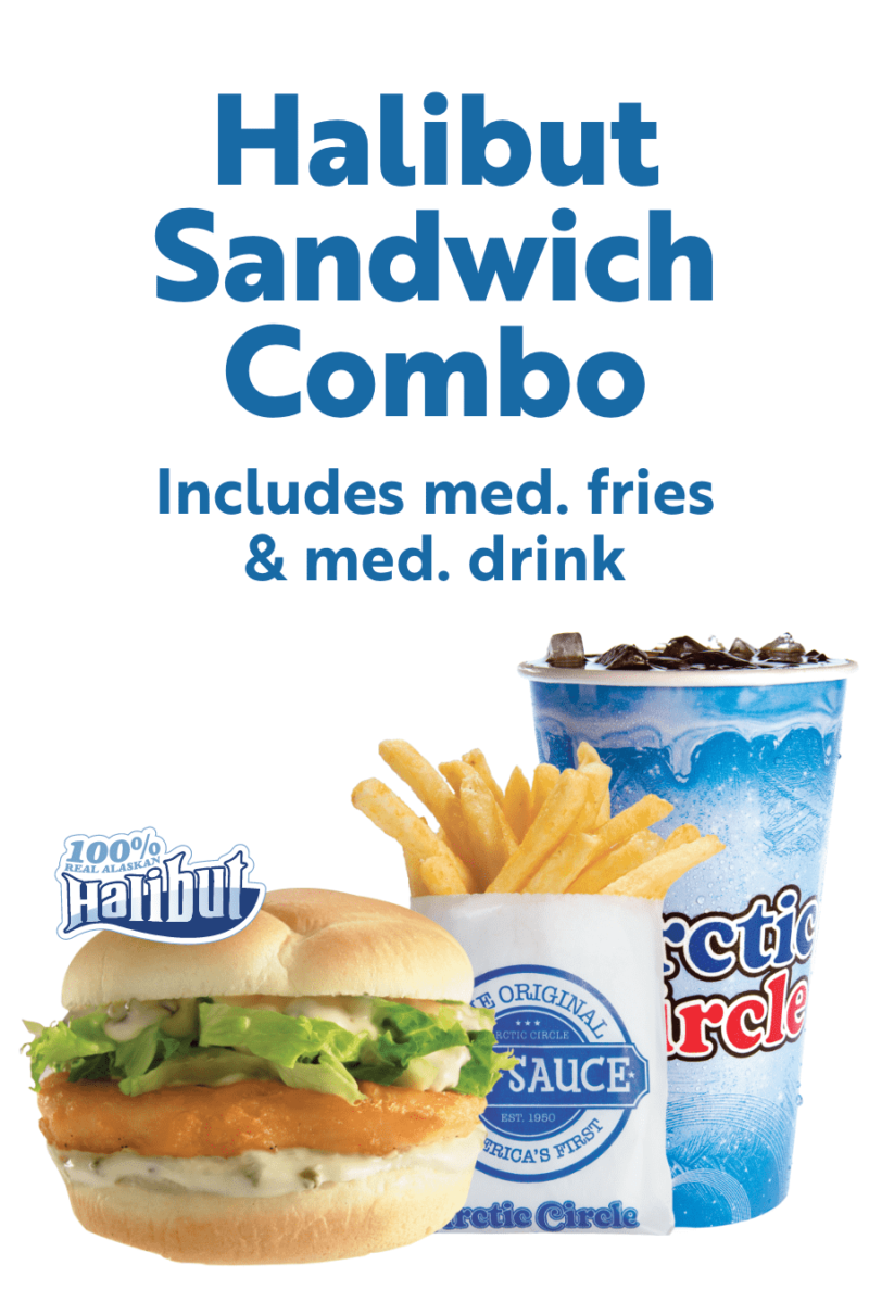 Halibut Sandwich Combo - Includes med. fries & med. drink